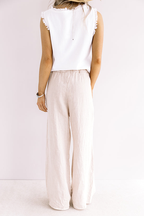 The Rio High Waist Linen Pants In Birch Image - 2