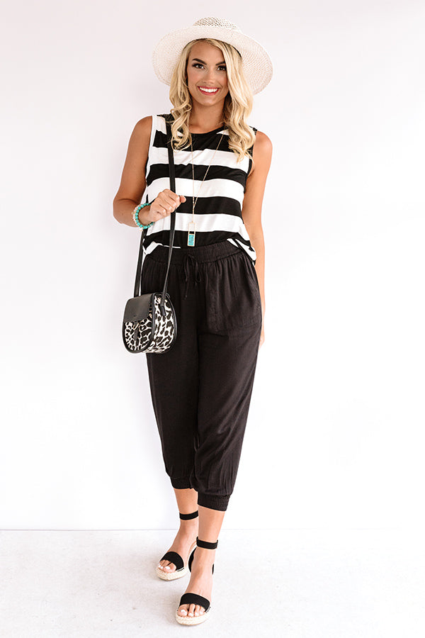 Carry A Smile Stripe Top in Black Image - 2