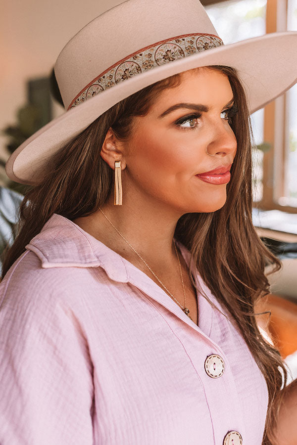 The Elaine Petites Leather Earrings in Beige