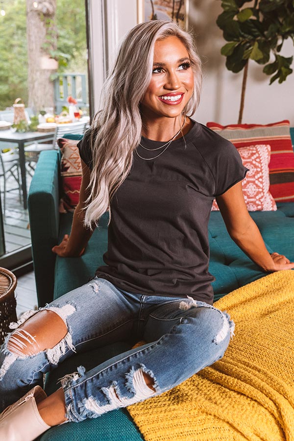 Poppy Punch Shift Tee In Black