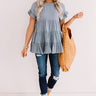 Coffee Date Crushin' Babydoll Top In Light Slate Image - 1