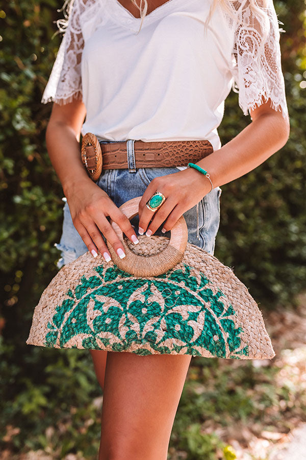 Cute Composer Woven Clutch In Green