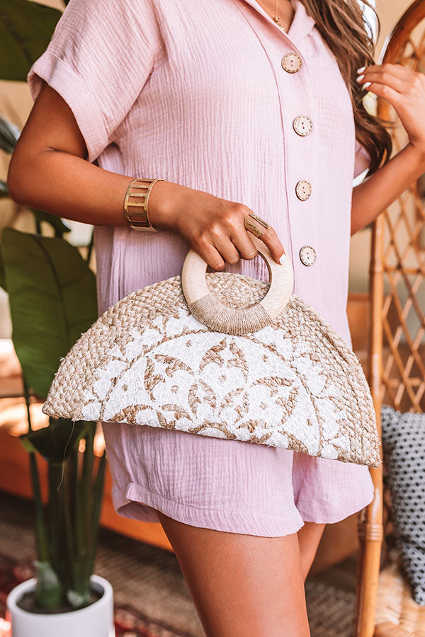 Cute Composer Woven Clutch In White