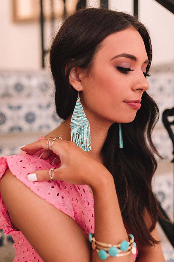 Beachside Reads Beaded Earrings In Aqua