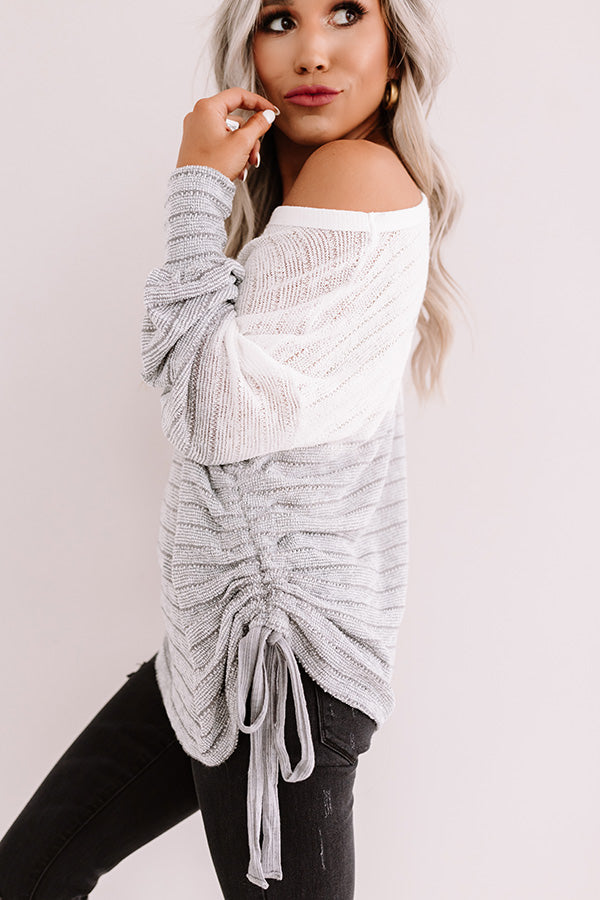 Me, My Selfie, And I Knit Shift Top In Grey