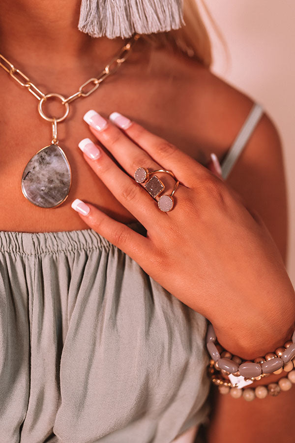 The Dottie Druzy Ring in Brown