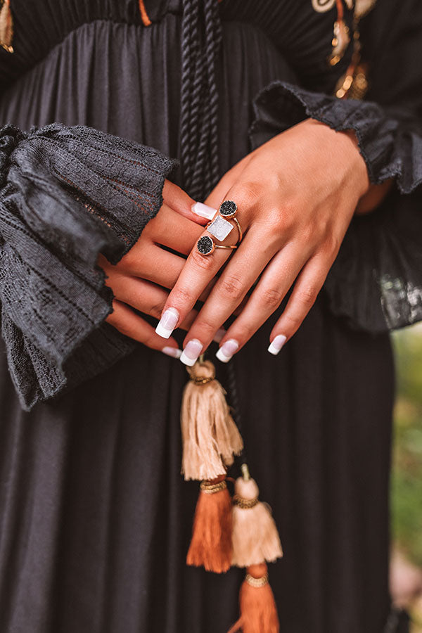 The Dottie Druzy Ring in Black