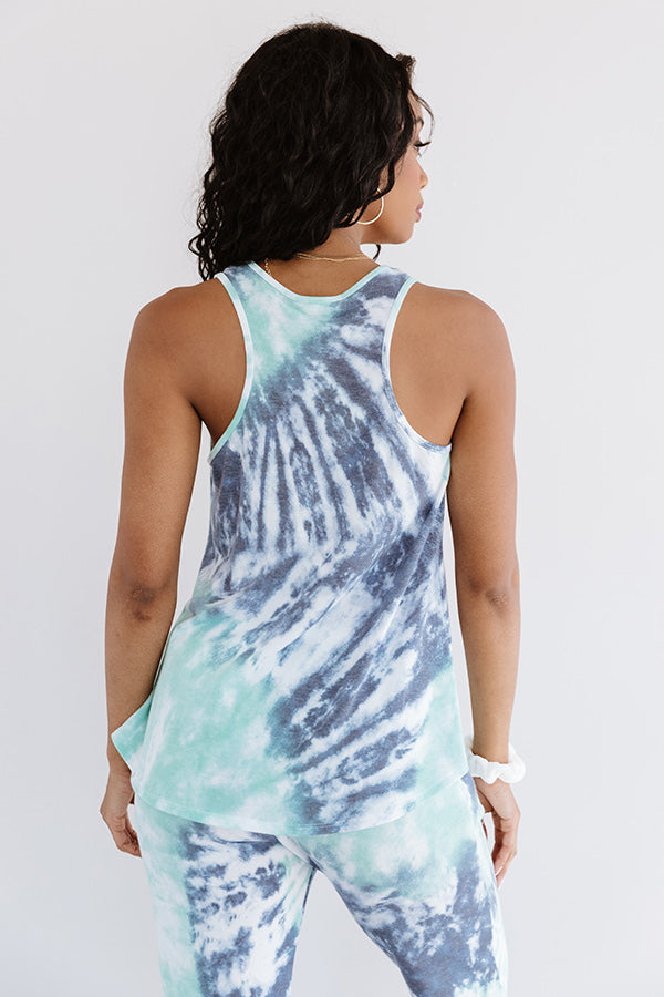 Go Getter Tie Dye Shift Tank In Aqua Image - 5