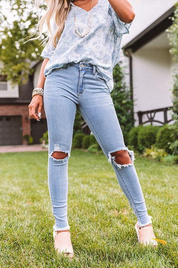 The French Midrise Distressed Ankle Skinny In Light Wash