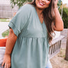 Downtown Brooklyn Babydoll Top In Sage Curves Image - 1