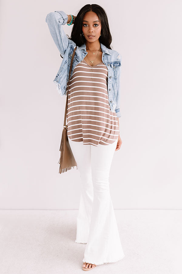 Cali Coast Stripe Shift Tank In Mocha Image - 2