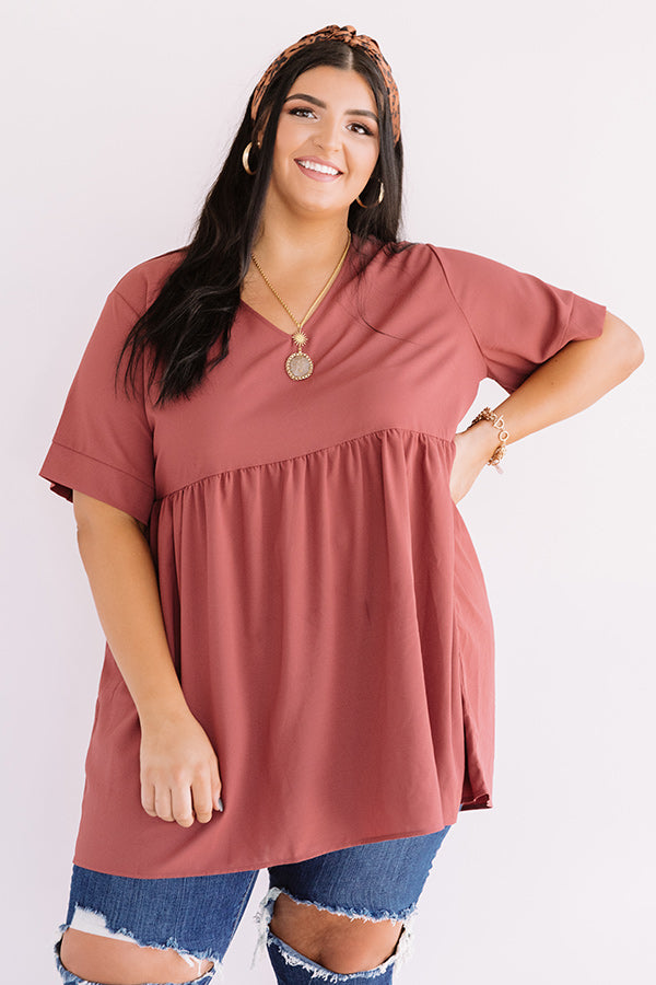 Downtown Brooklyn Babydoll Top In Aurora Red Curves Image - 3