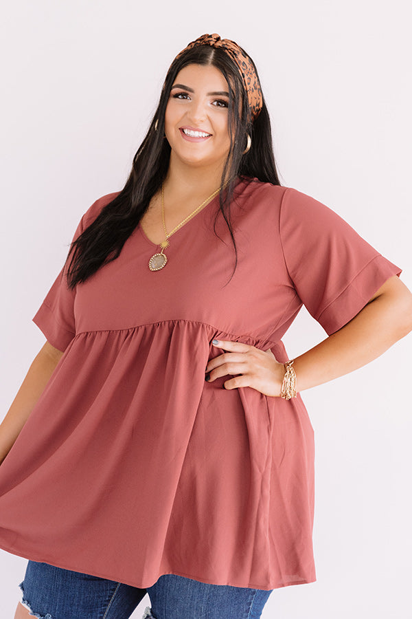 Downtown Brooklyn Babydoll Top In Aurora Red Curves Image - 4