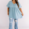 Downtown Brooklyn Babydoll Top In Airy Blue Curves Image - 1