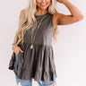 Bleecker Street Babe Babydoll Top In Charcoal Image - 1