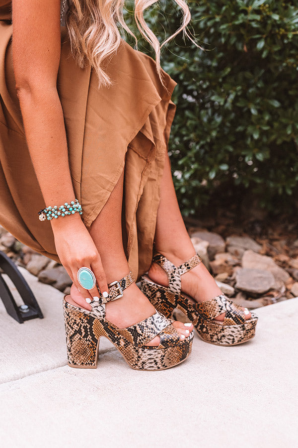 The Bali Platform Heel in Snake Print