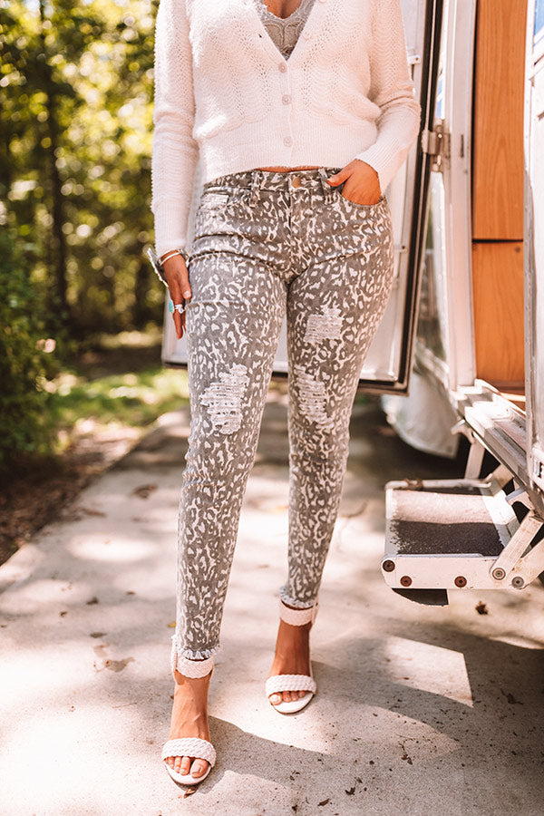 The Gigi Midrise Distressed Skinny In Dark Grey Image - 1