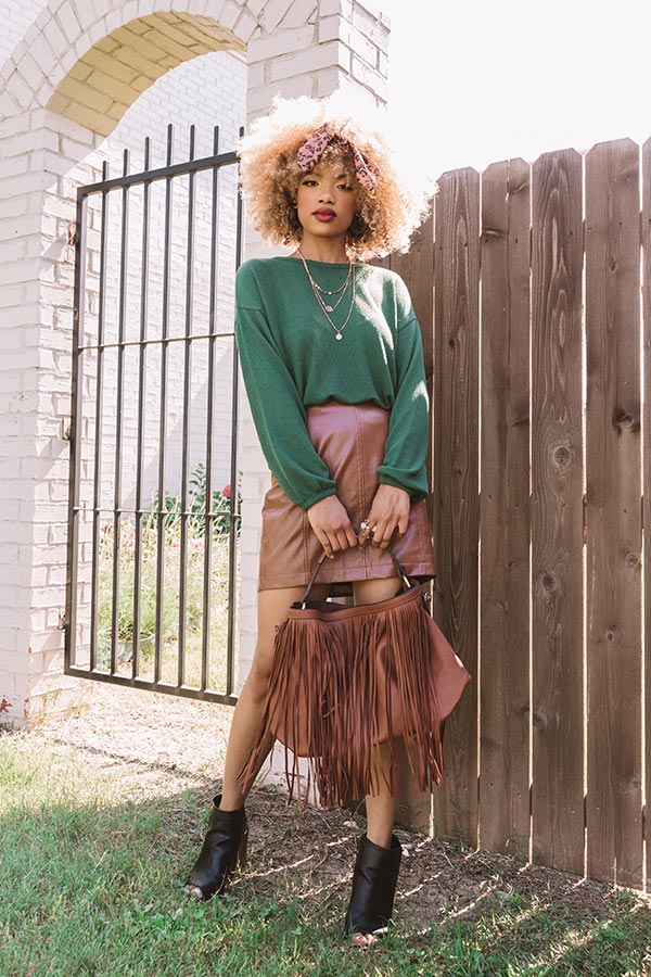Under The Oak Tree Knit Crop Top In Olive Image - 2
