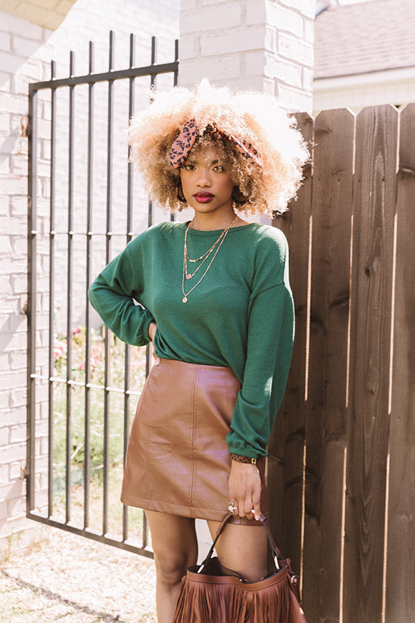 Under The Oak Tree Knit Crop Top In Olive Image - 1