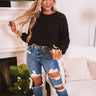 Under The Oak Tree Knit Crop Top In Black Image - 1