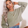 Feeling Zen Crop Sweatshirt In Sage Image - 1