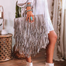 New On The Block Faux Leather Fringe Tote In Grey Image - 1
