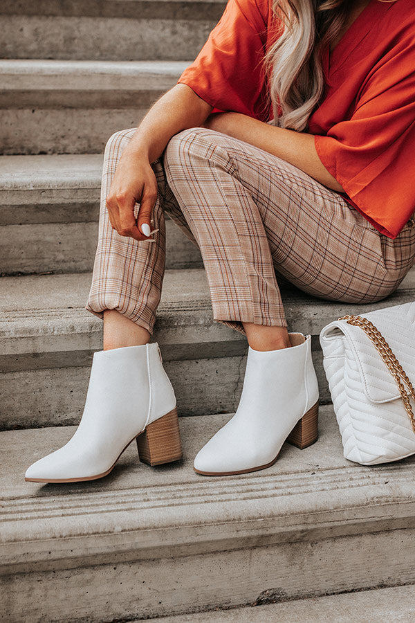 The Estelle Faux Leather Bootie in White Image - 1