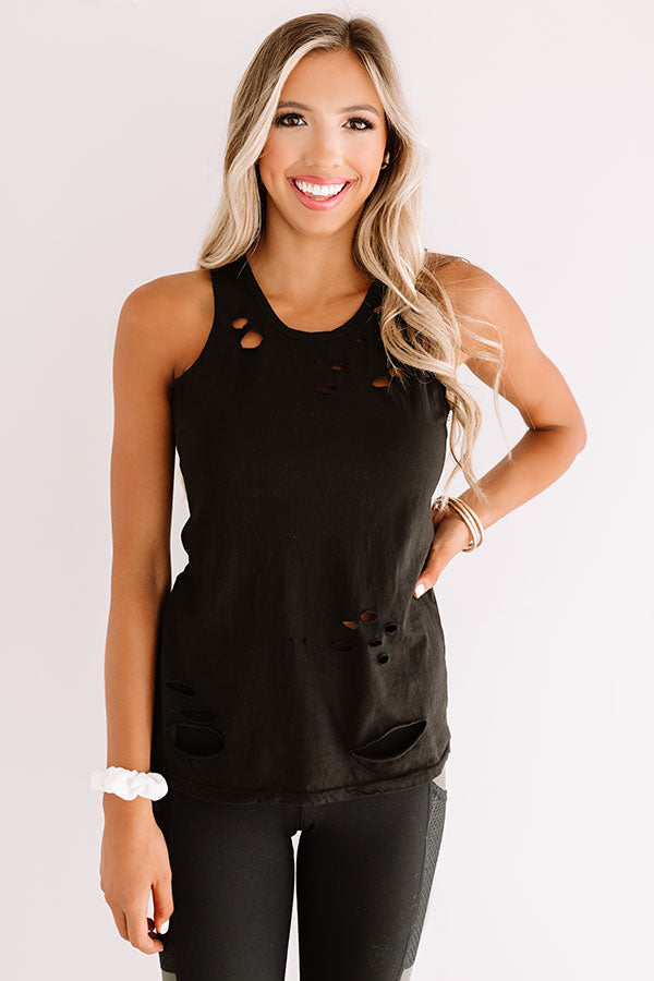 Favorite View Distressed Tank In Black Image - 3