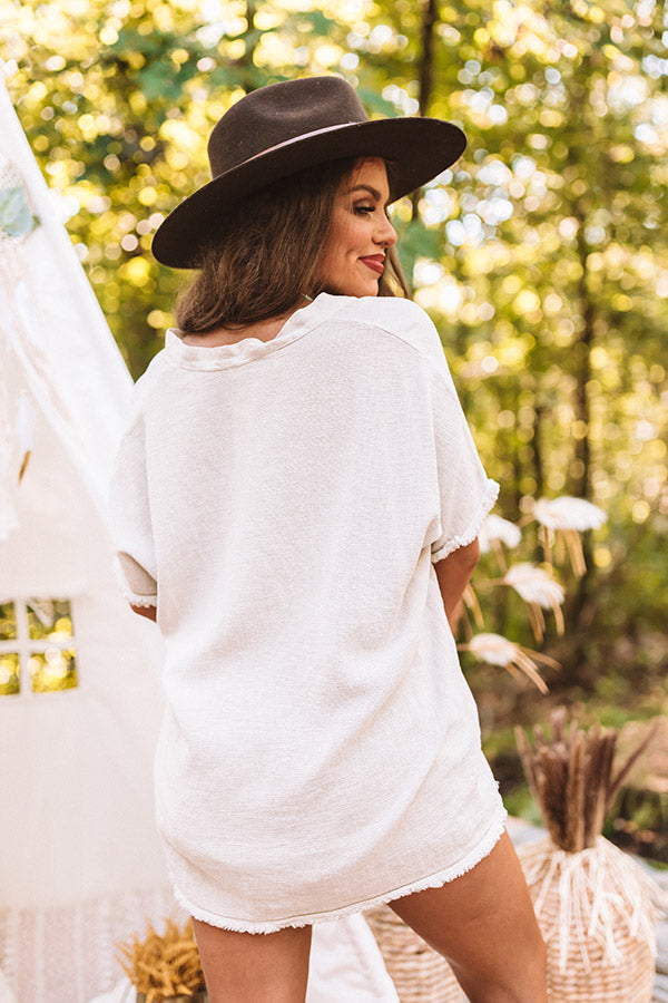 Sea Breeze Knit Linen Top In Birch Image - 5