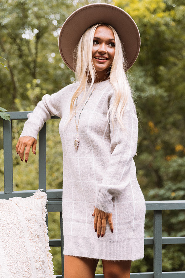 Crisp Evening Sweater Dress In Iced Latte Image - 5