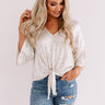 Times Square Twinkle Sequin Tie Top In Champagne Image - 1