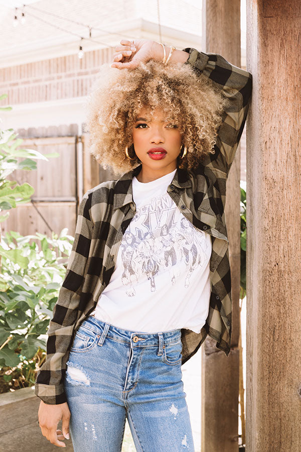 Pumpkin Spice Flirty Plaid Top In Olive
