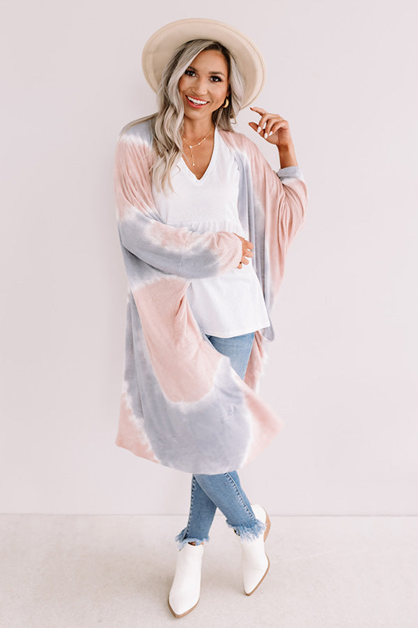 Hand In Hand Tie Dye Cardigan In Blush