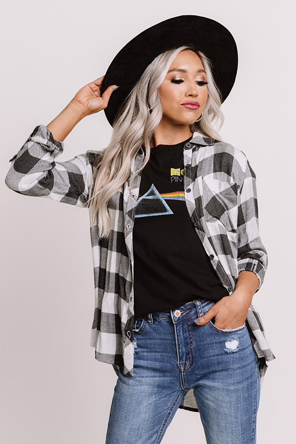 Pumpkin Spice Flirty Plaid Top In Grey