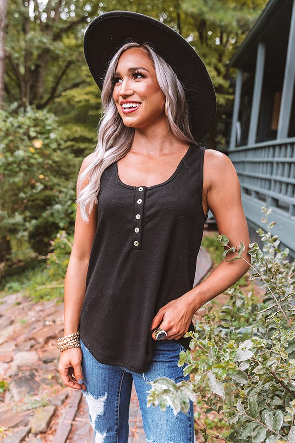 Sunny And 75 Ribbed Tank In Black Image - 1