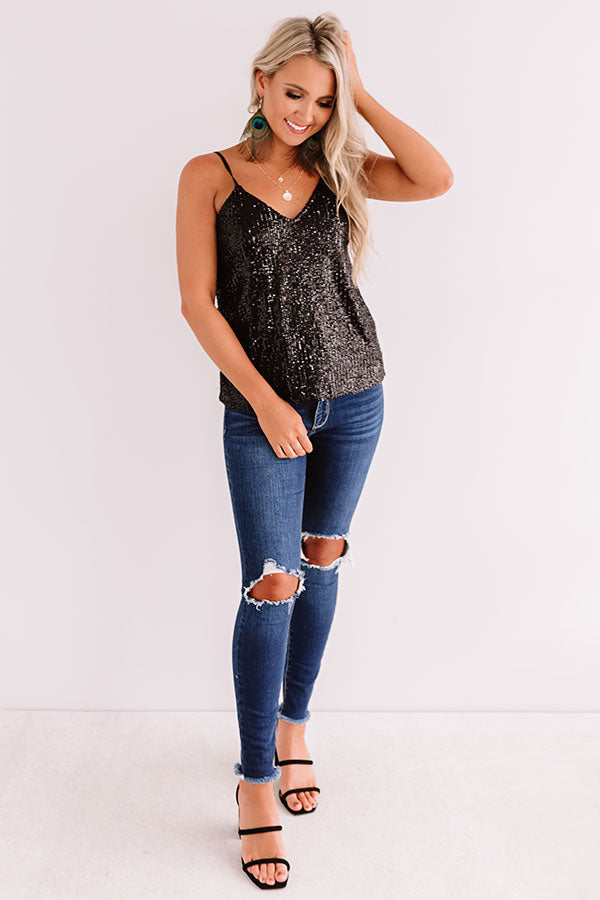 Getting Glam Sequin Tank In Black Image - 2