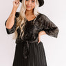 Times Square Twinkle Sequin Tie Top In Black Image - 1
