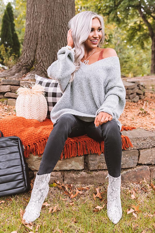 Denver Delights Knit Tunic Sweater In Grey Image - 1