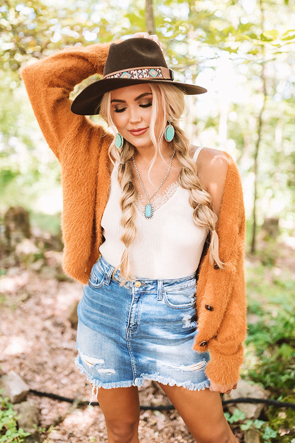 Cold Weather Memories Ultra Soft Cardigan In Pumpkin