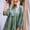 Vineyard Season Babydoll Top in Olive Image - 1