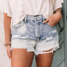 The Charleston High Waist Distressed Shorts In Light Wash Image - 1
