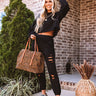A Little Chilly Distressed Joggers In Black Image - 1