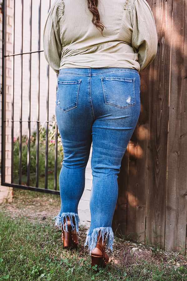 The Barkley Midrise Distressed Ankle Skinny In Medium Wash Curves Image - 4