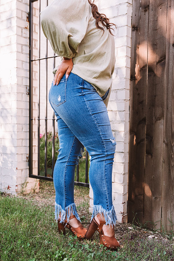 The Barkley Midrise Distressed Ankle Skinny In Medium Wash Curves Image - 3