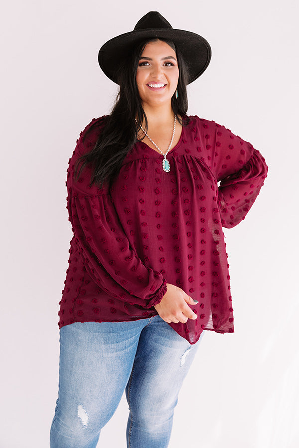 Chic On The Side Babydoll Top In Wine Curves Image - 2