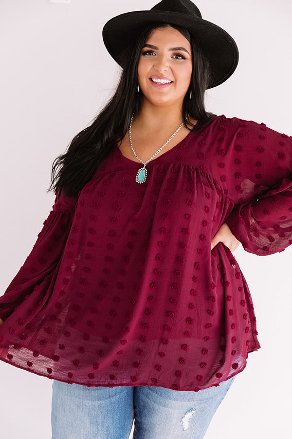 Chic On The Side Babydoll Top In Wine Curves Image - 1