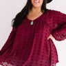 Chic On The Side Babydoll Top In Wine Curves Image - 1