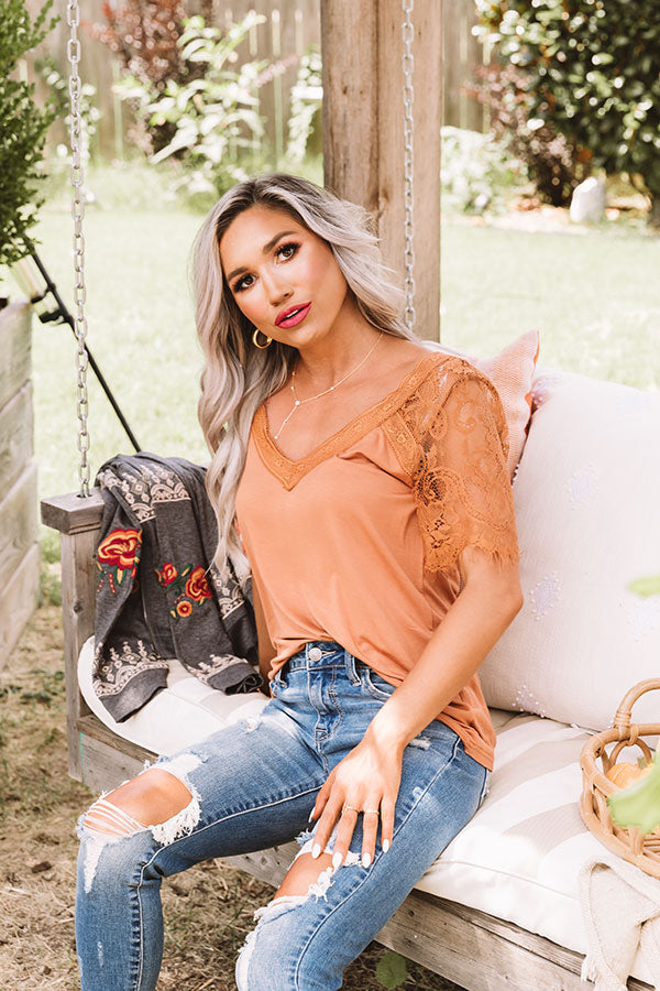 Sights On The Sea Lace Top In Rust