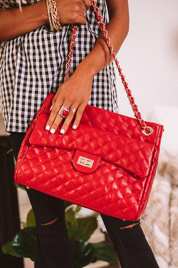 Pretty Style Quilted Tote In Red
