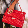 Pretty Style Quilted Tote In Red Image - 1